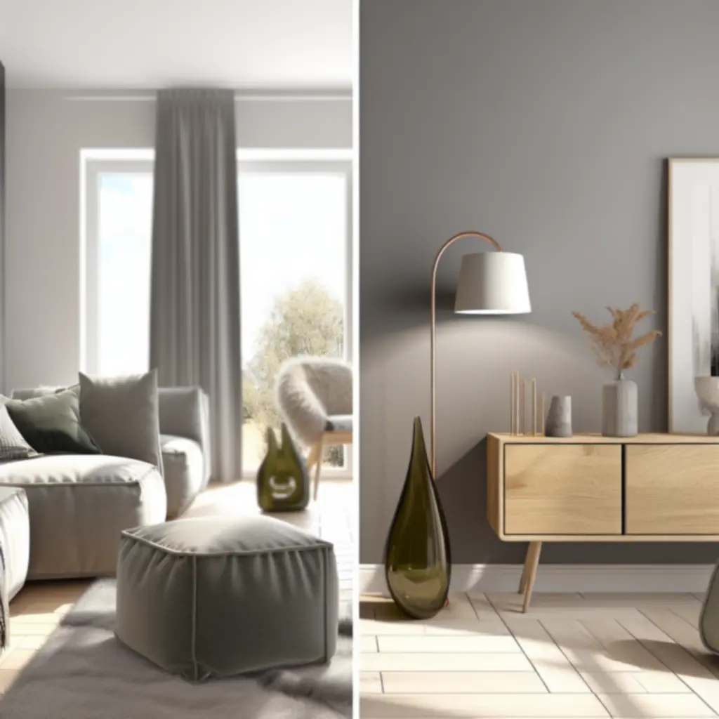 Przytulne polskie wnętrze z drewnianymi meblami i ciepłym oświetleniem