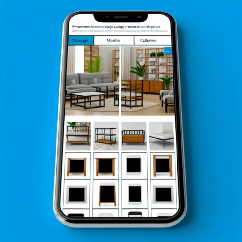 Widok katalogu mebli na ekranie telefonu, dopasowany do urządzeń mobilnych