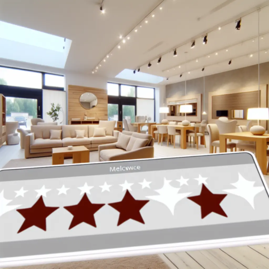 Przytulne, nowoczesne wnętrze salonu z meblami HomeFurniLine i wyróżnionymi opiniami klientów